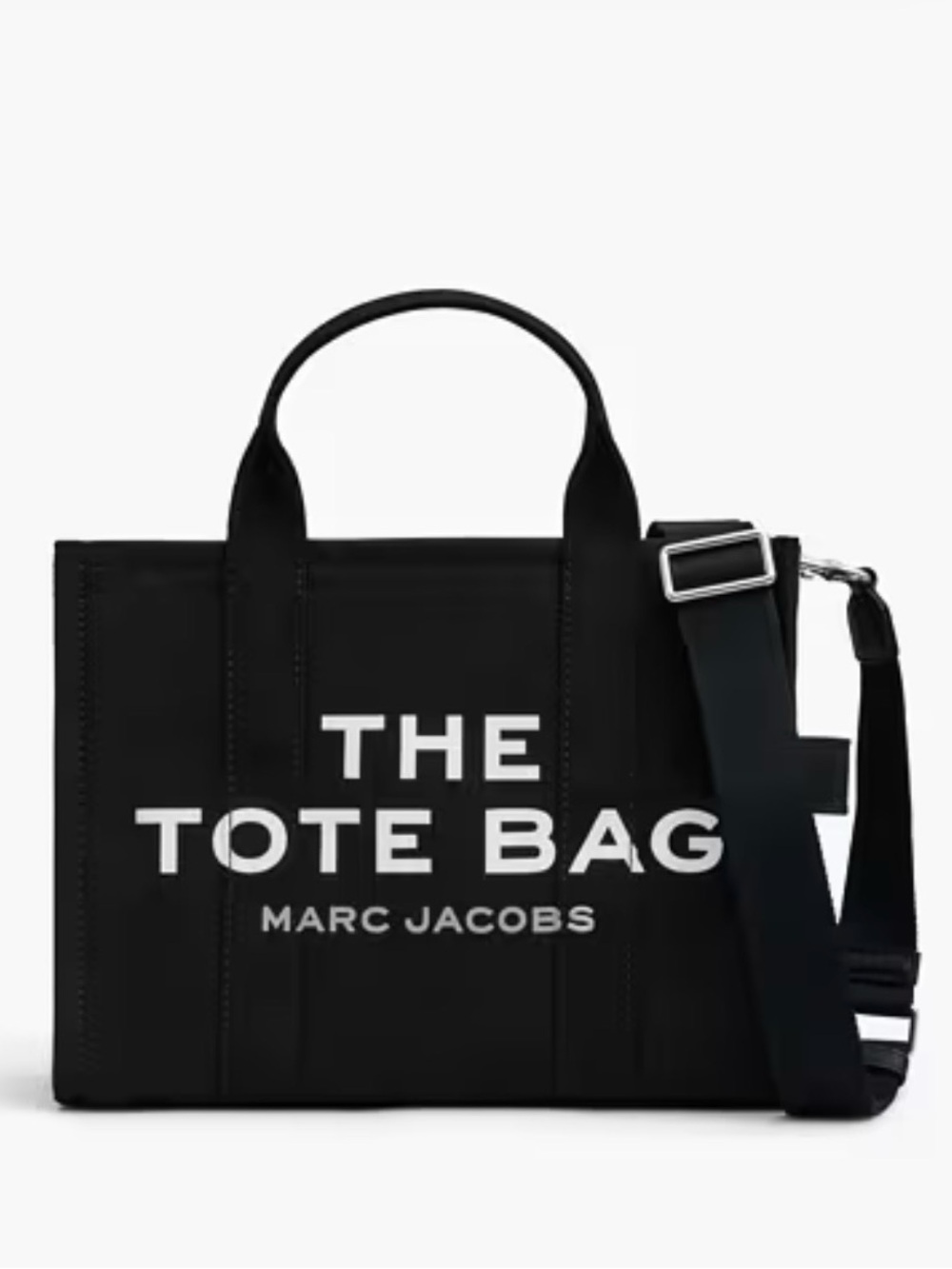 Marc Jacobs Black 'The Tote Bag' Messenger Tote Medium with Extra Logo Strap